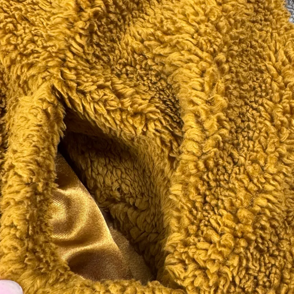 J. Crew Mercantile Sherpa Golden Brandy Mustard Yellow Teddy Bomber Jacket Small - Image 4