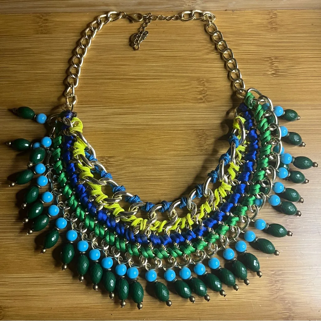Boutique Colorful Statement Bib Necklace - Image 2