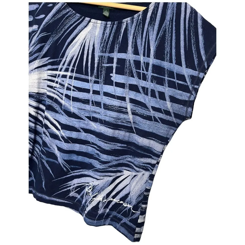 Lauren Ralph Lauren Jeans Co Tropical Palm Leaves Blue L Size L - Image 2