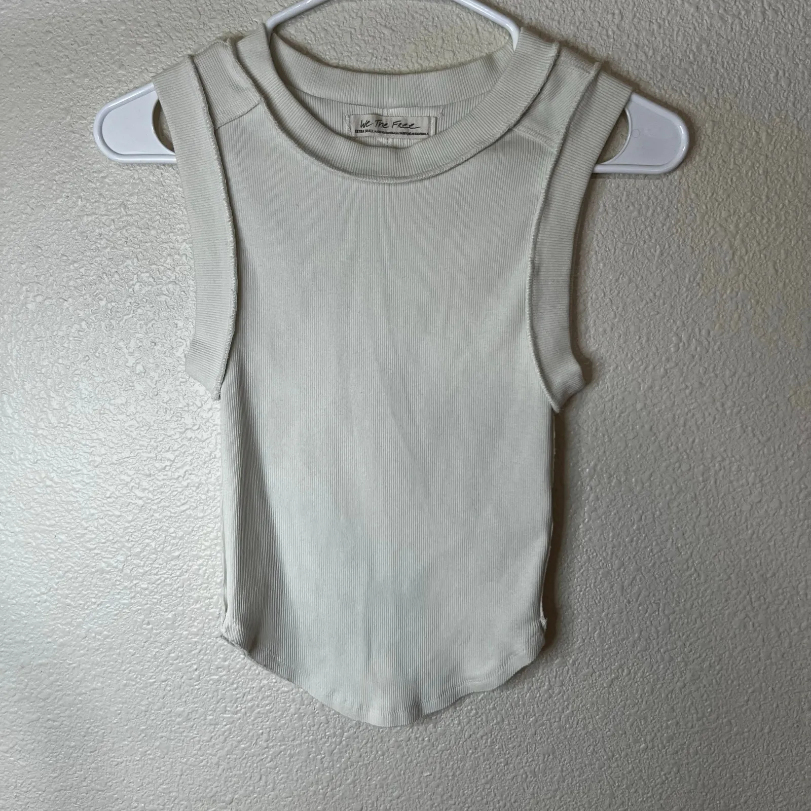 Free People We the Free Kate Rib Stretch Cotton Distressed Tank - optic white XS - Image 2