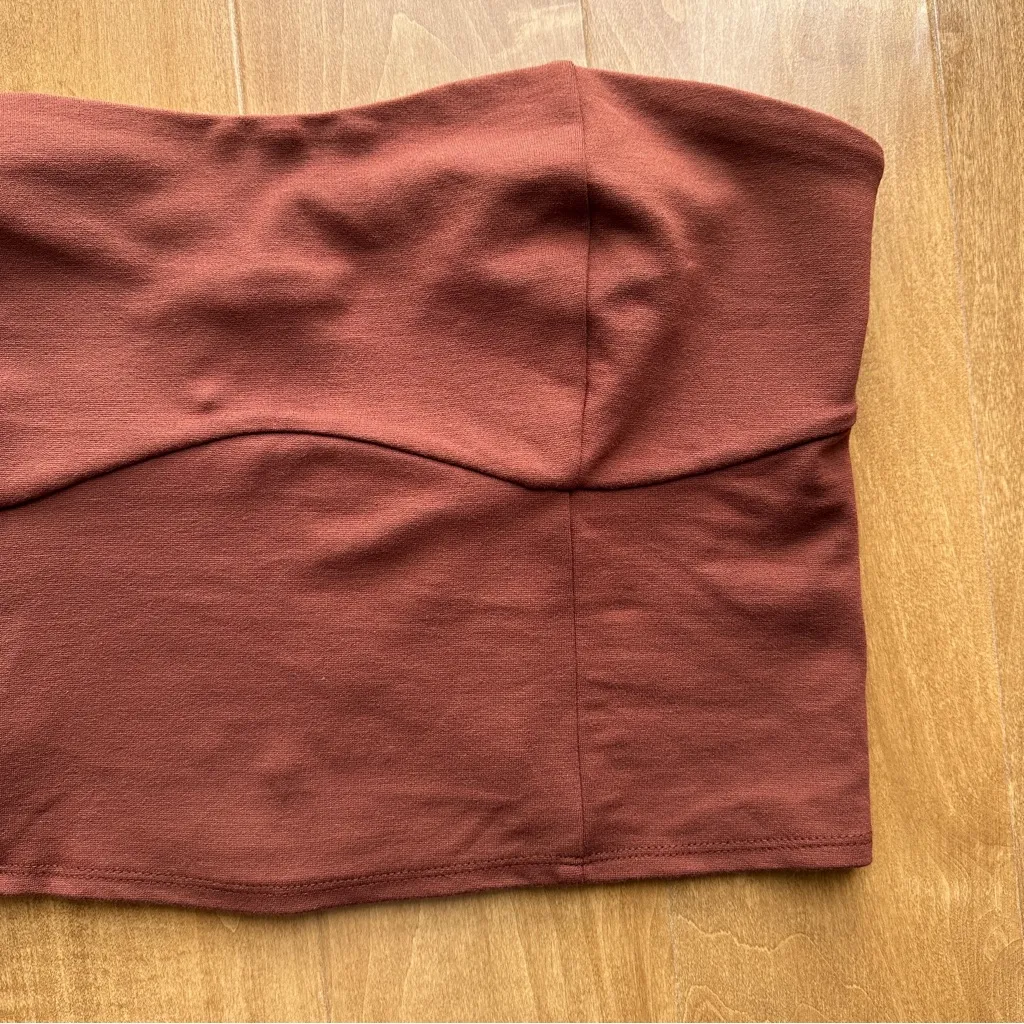 a new day Ponte Tube Top, Brown, Strapless Sweetheart Crop Top, Size Large - Image 6