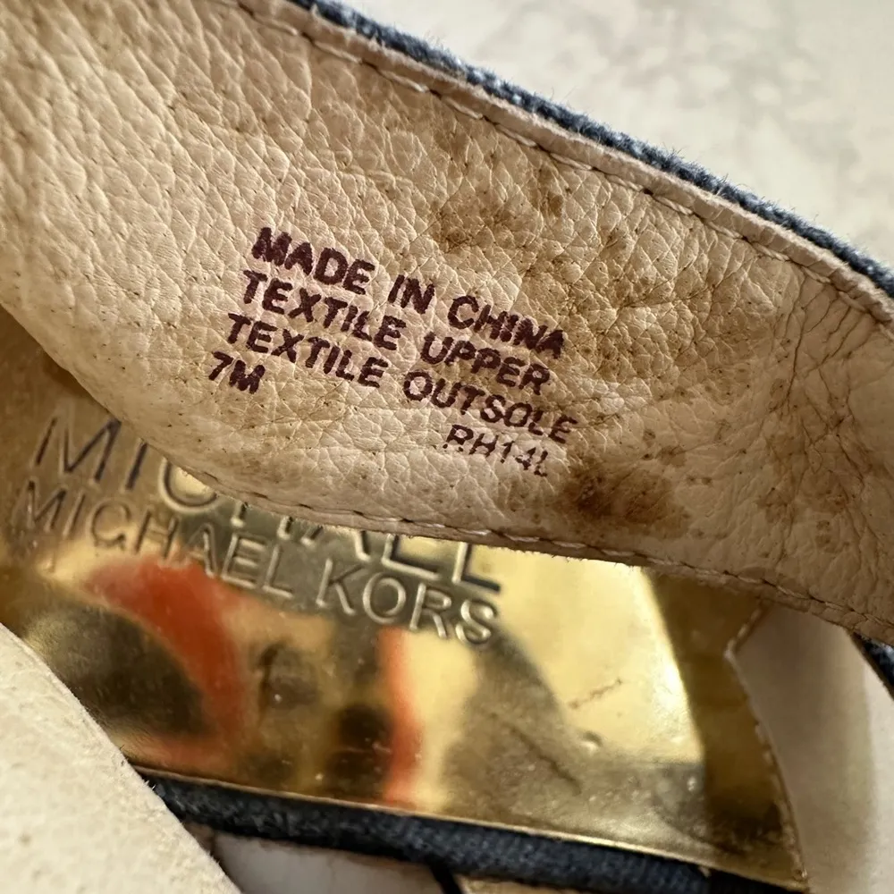 Michael Kors Women Berkley Sandal Size 7 Navy Wedge Platform Espadrille Zipper - Image 4