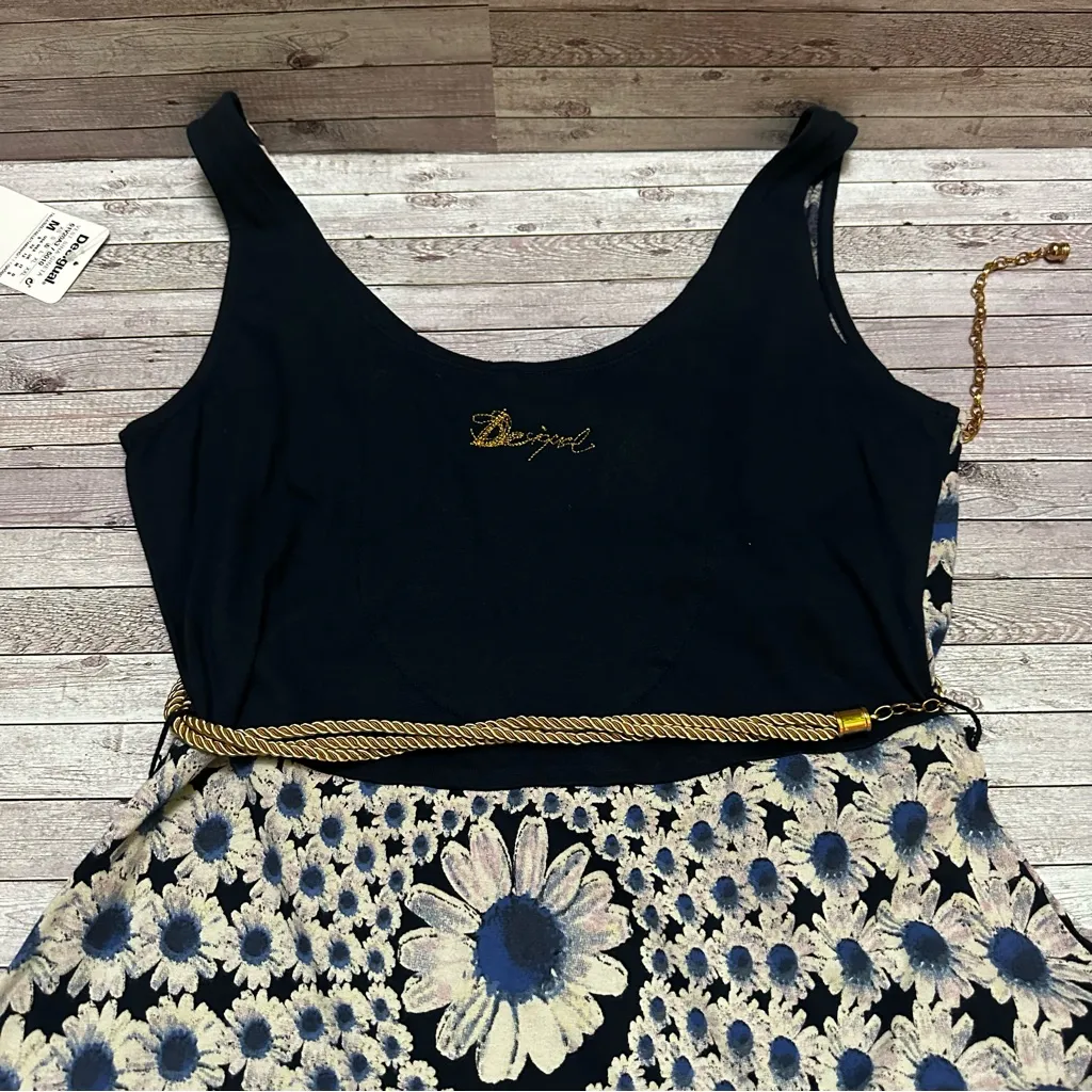 Desigual Women’s Floral Dress with Blue and Cream Accents M - Image 8