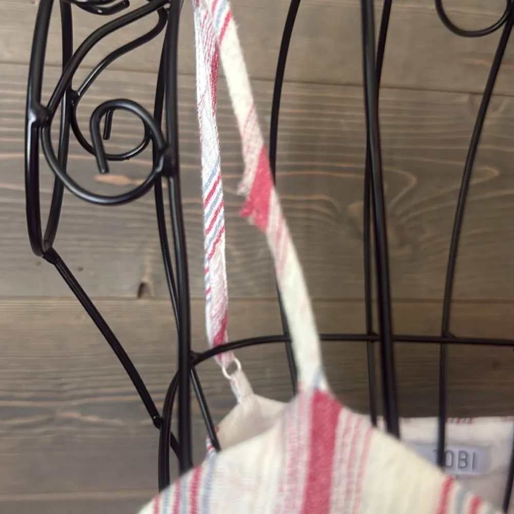 TOBI maroon and white blue striped spaghetti strap dress - Image 4