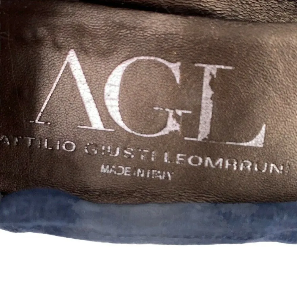 AGL Navy Suede and Mock Croc Cap Toe Flats 36.5 Blue Size 6.5 - Image 8