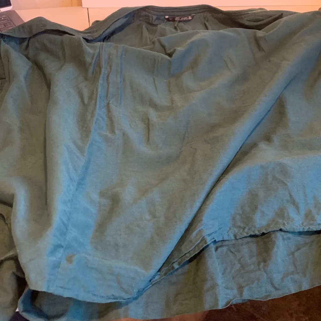 Zara Women’s Large (Fits a Small) Long Sleeve Dark Green Button-Up Cotton Dress - Image 6