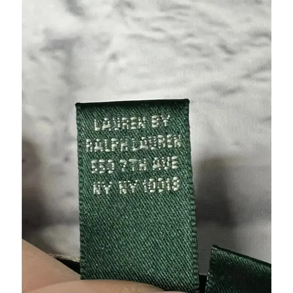 Lauren Ralph Lauren Vneck wrap Silk Linen tank top Cream Indigo SZ 8 Blue - Image 6