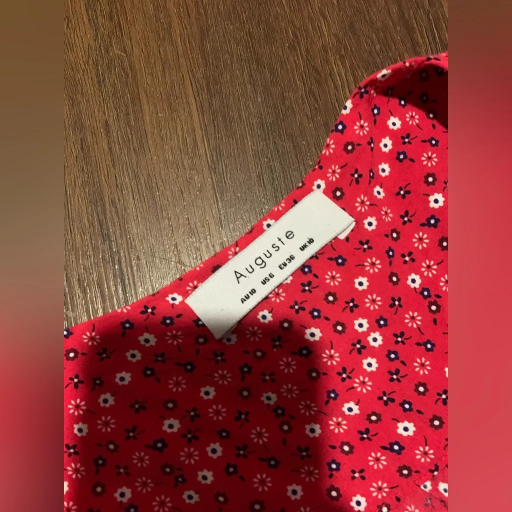 AUGUSTE Daphne Tie Sleeve Dress boho REVOLVE floral classic casual winter $248 Red Size 6 - Image 10