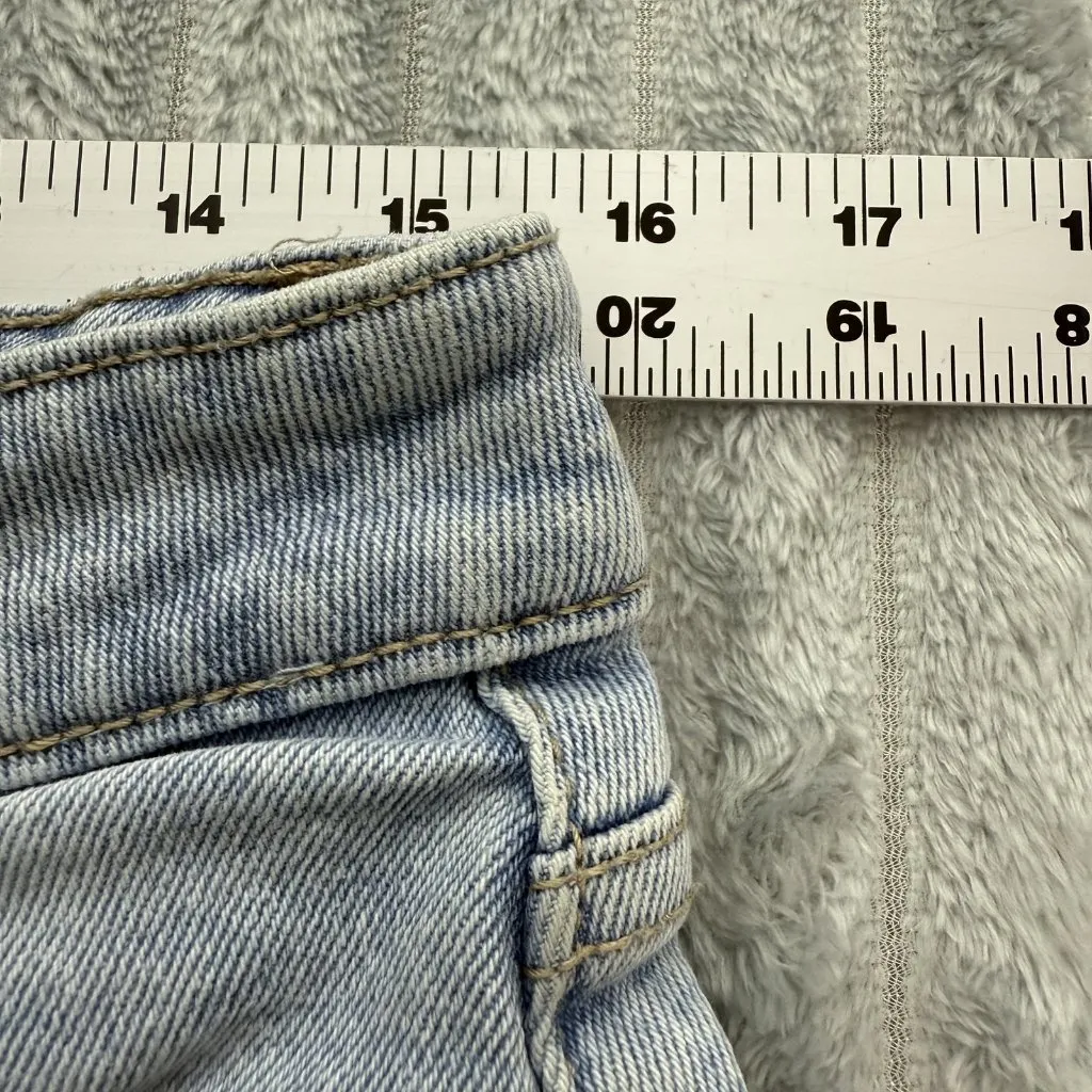 Stradivarius Shorts Womens Size US 10 Mom Slim Fit High Rise Blue Denim Cuffed - Image 5