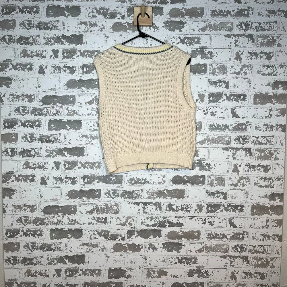American Eagle | women knitted cream button down sweater vest - Image 6