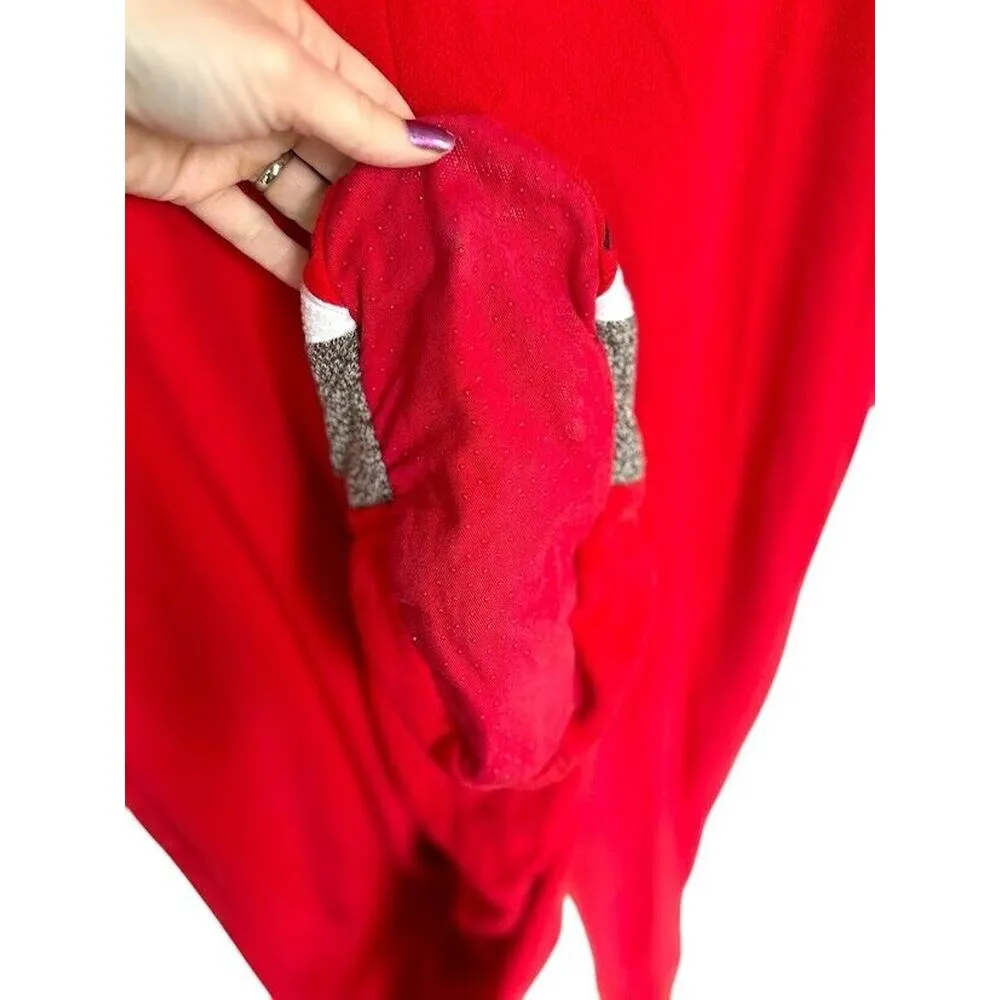 Nick & Nora One Piece Footed Fleece Pajama Sock Monkey Red Size Medium Womens - Image 2