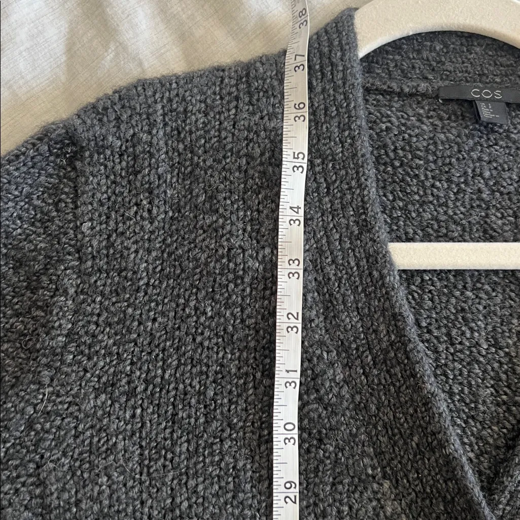 COS Longline Cardigan Sweater with Pockets Chunky Knit Wool Blend Sz Small - Image 8