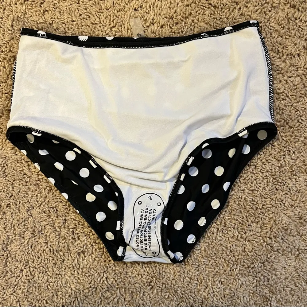 Tempt Me Two Piece High Waisted Bikini Red Black White Dots Size Medium - Image 7