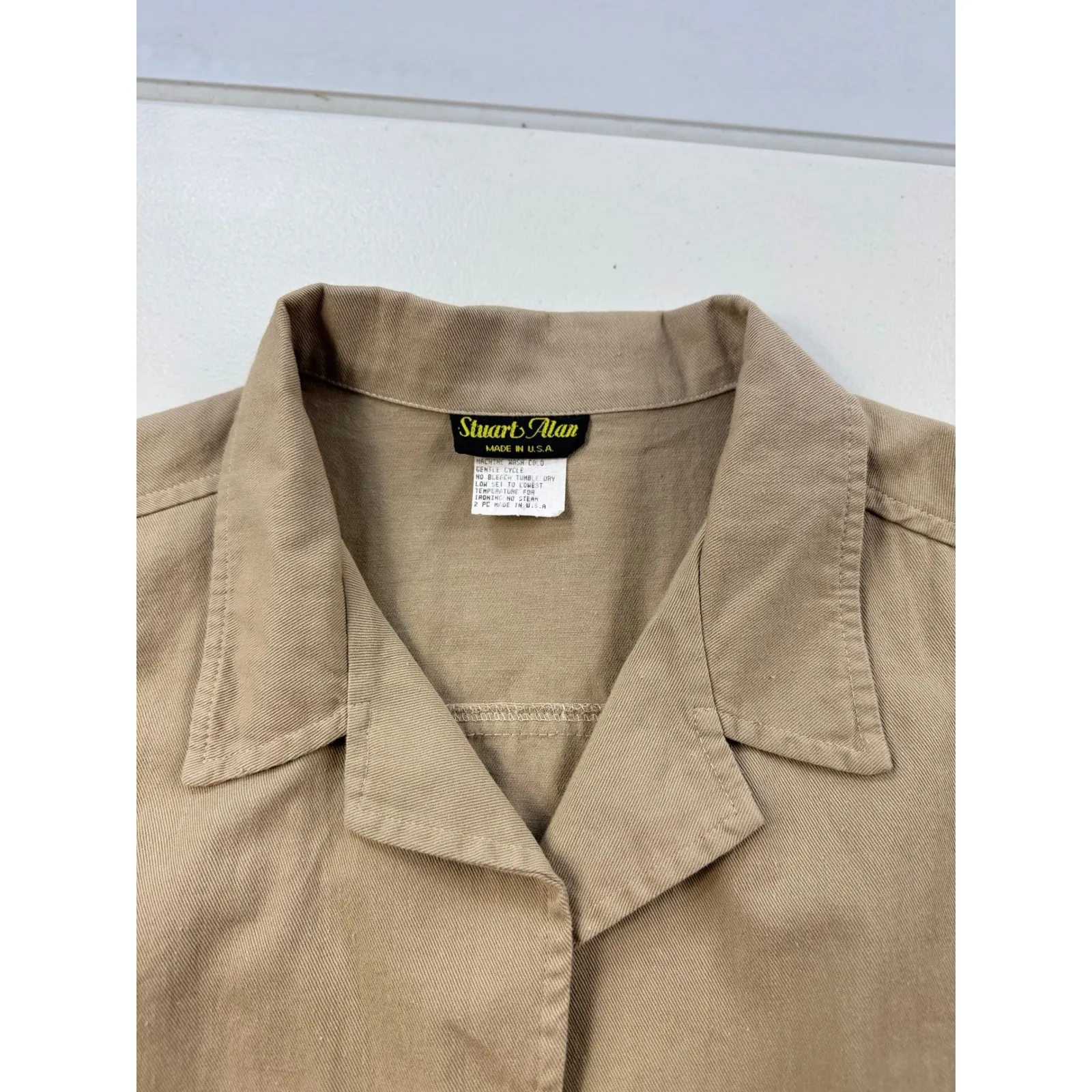 Stuart Alan Vintage 2 Piece Dress Set w/Vest Button Front Tan Maxi Dress Size 14 - Image 7