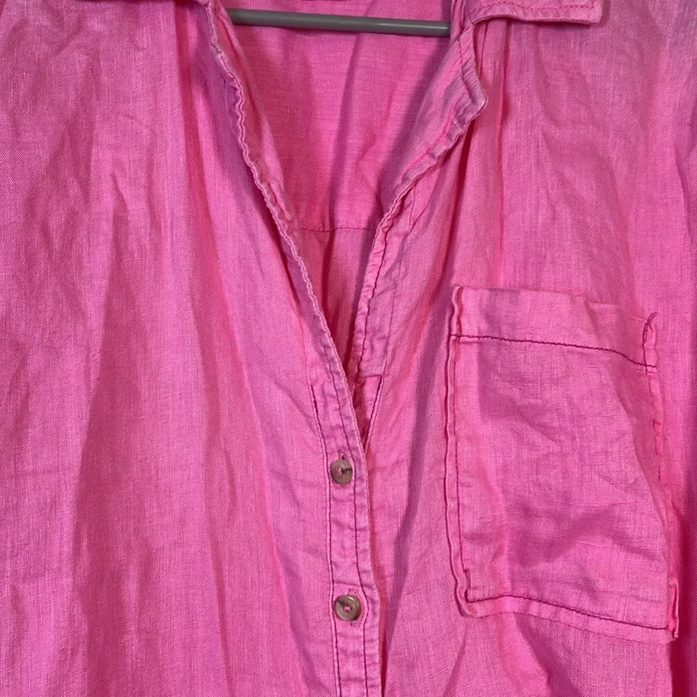Maeve Anthropologie Boyfriend Button Down L/S Shirt Fuchsia Large EUC #0603-OC - Image 10