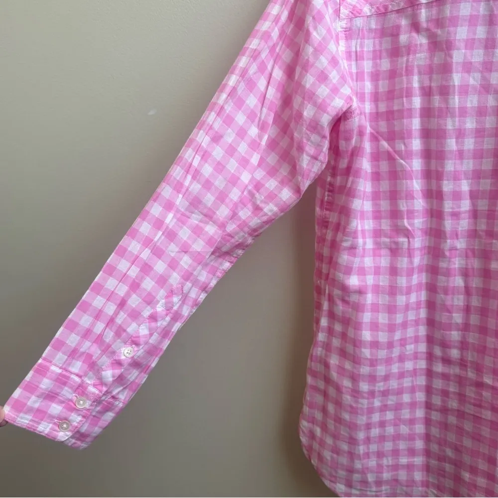 J.Crew Women’s “Boy” Long Sleeve Button Down Shirt Pink Gingham Size 8P - Image 3