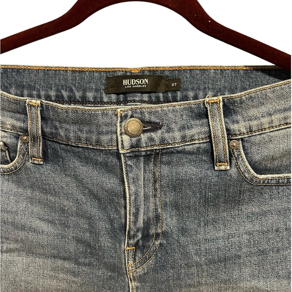 Hudson Los Angeles Classic Blue Denim Frayed Shorts Size: 27 - Image 3
