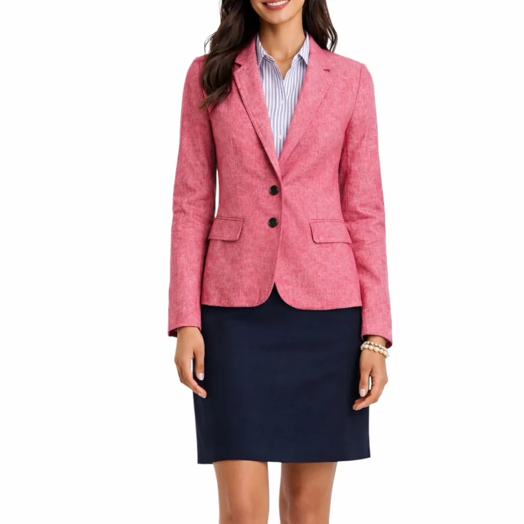 J.Crew Schoolboy Blazer Tailored Linen Blend Pink Rose Heather Women’s Size 12 - Image 14