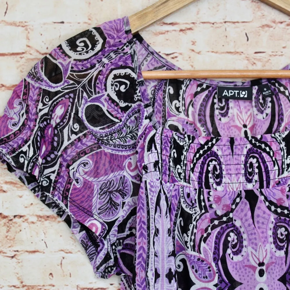 Apt. 9 | Purple Paisley Patterned Overlay Blouse - Image 3