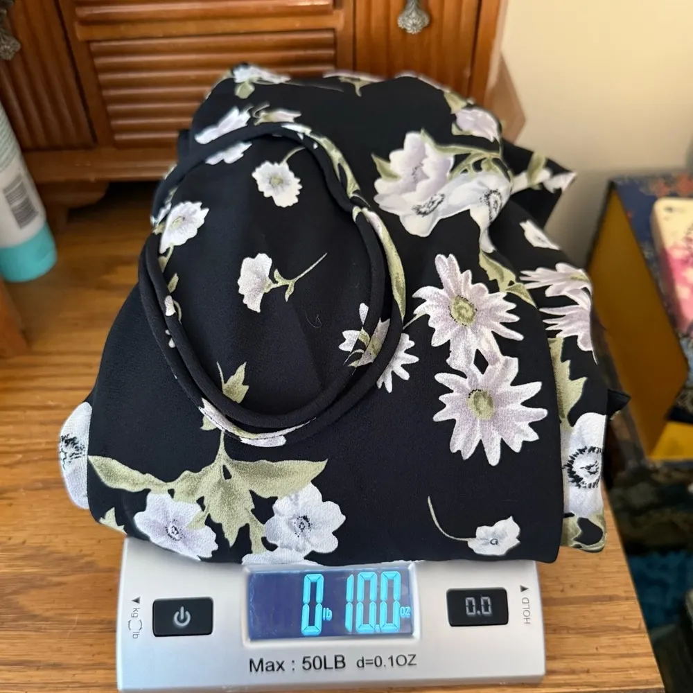 Vintage 90s B Moss Dark Floral Maxi Dress Women’s 13/14 Short Sleeve Collar Black Size undefined - Image 14