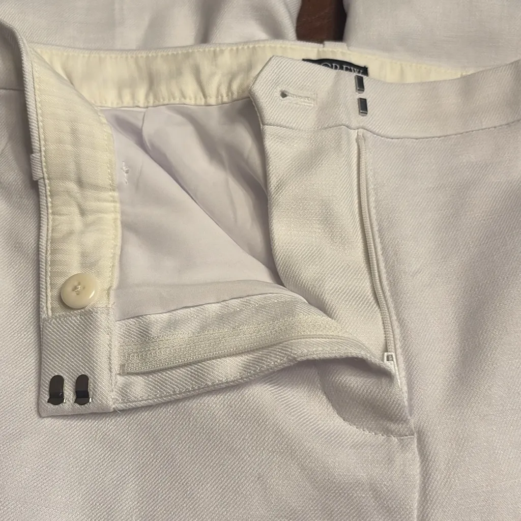 J Crew women’s Kaya pant in stretch linen blend flare lined white Size 10 NWT - Image 6
