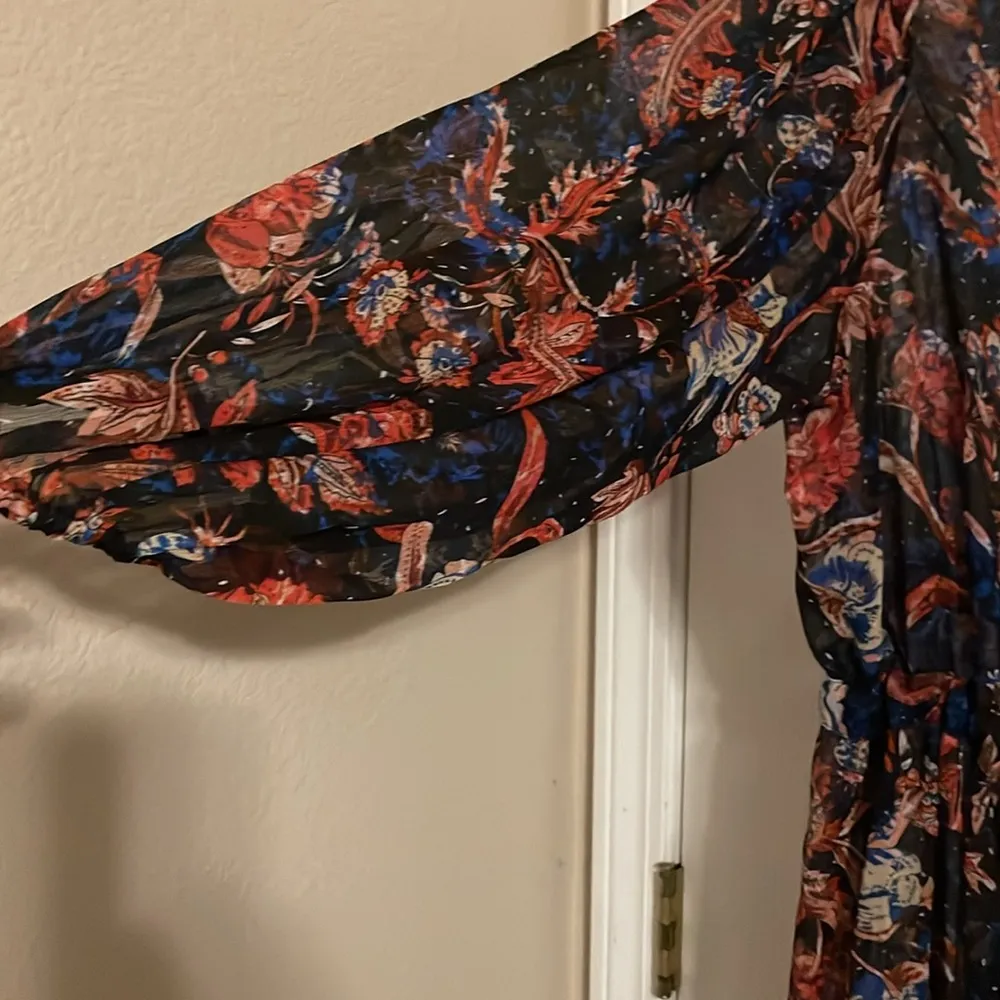 NWT Dex Plus Beautiful Floral Print Duster Cardigan Kimono Size 1X Colorful Boho Blue - Image 6