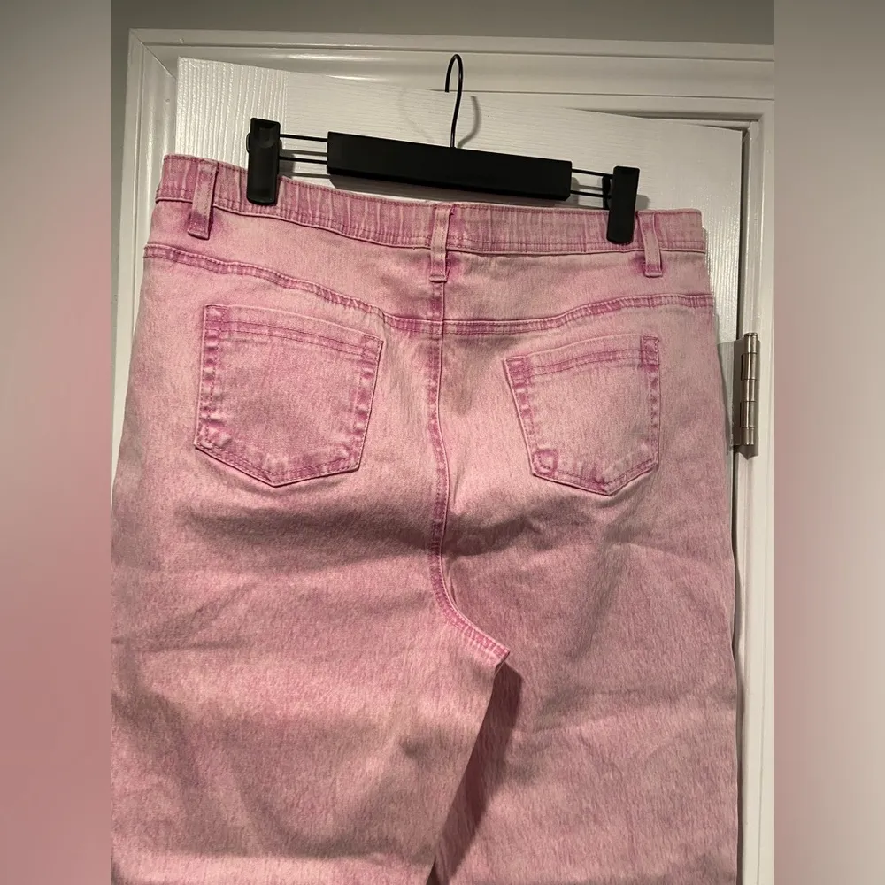 Diane Gilman DG2 Pink Acid Wash Pull On Stretch Denim Skinny Jeans Size L T Size L - Image 5