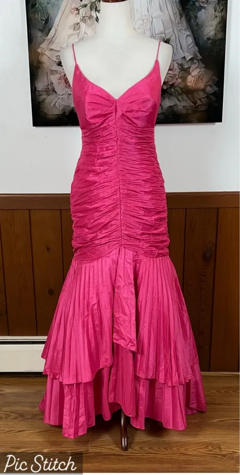 Pretty Vintage Y2K Xcite Pleated Taffeta Prom Gown! Pink Size 6 - Image 2