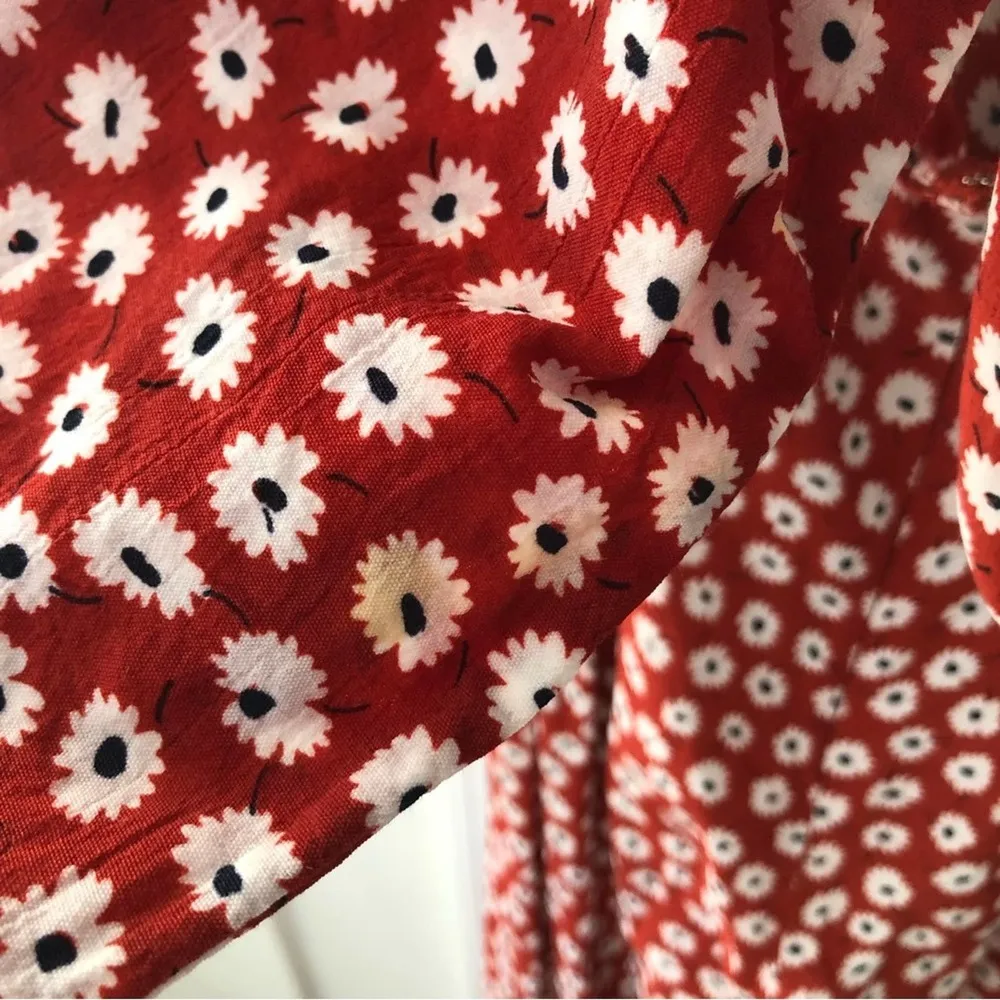 Playa Red Floral Cropped Wide Leg Jumpsuit Tie Back XS 2 - Image 9