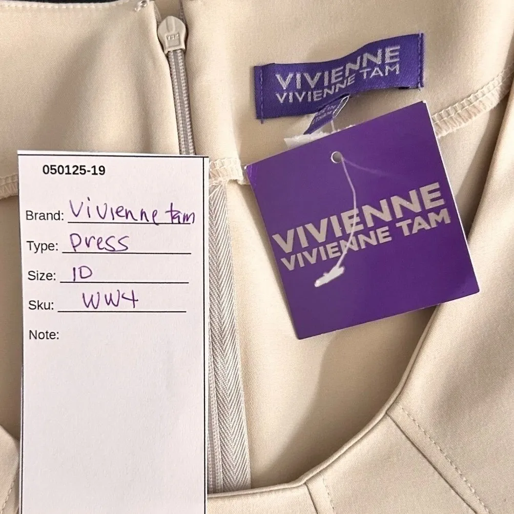 Vivienne‎ Tam Sheath Tan Dress 10 - Image 15