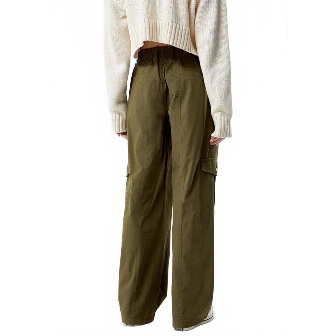 Pacsun Olive Zip Low Rise Cargo Puddle Pants NWT Green Size Small - Image 3