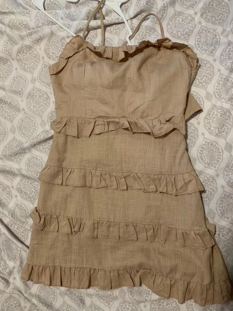 Hello Molly Beige Ruffled Dress - Image 2