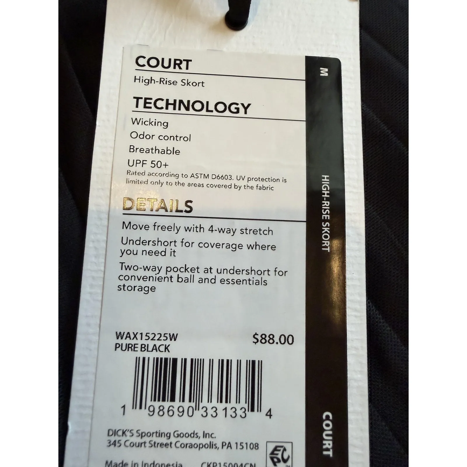 Calia Court High Rise Skort Womens Medium Black Pleated Athletic Tennis UPF 50 - Image 4