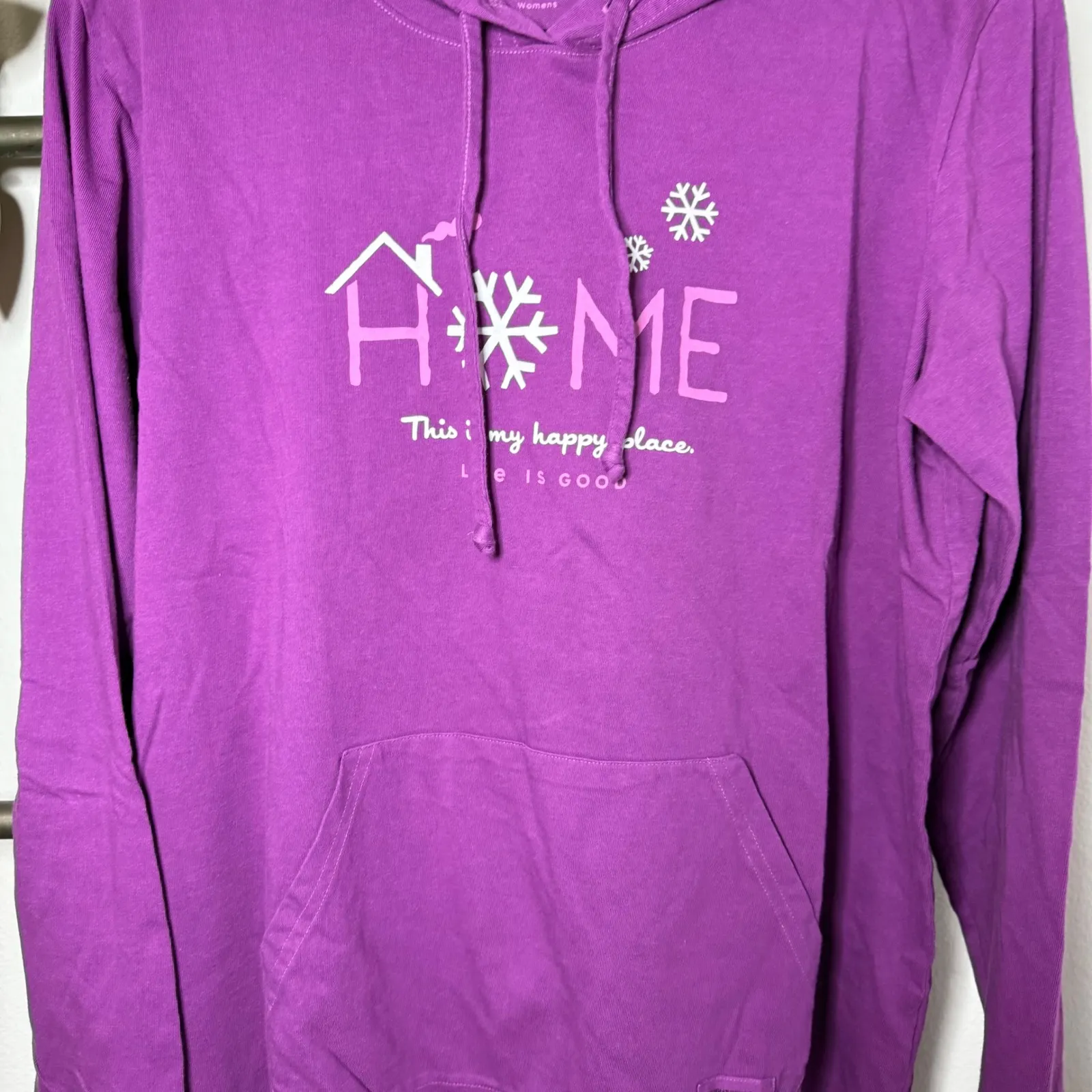 Life Is Good Womens Crusher Long Sleeve Hoodie Purple Home Graphic Size Large - Image 3