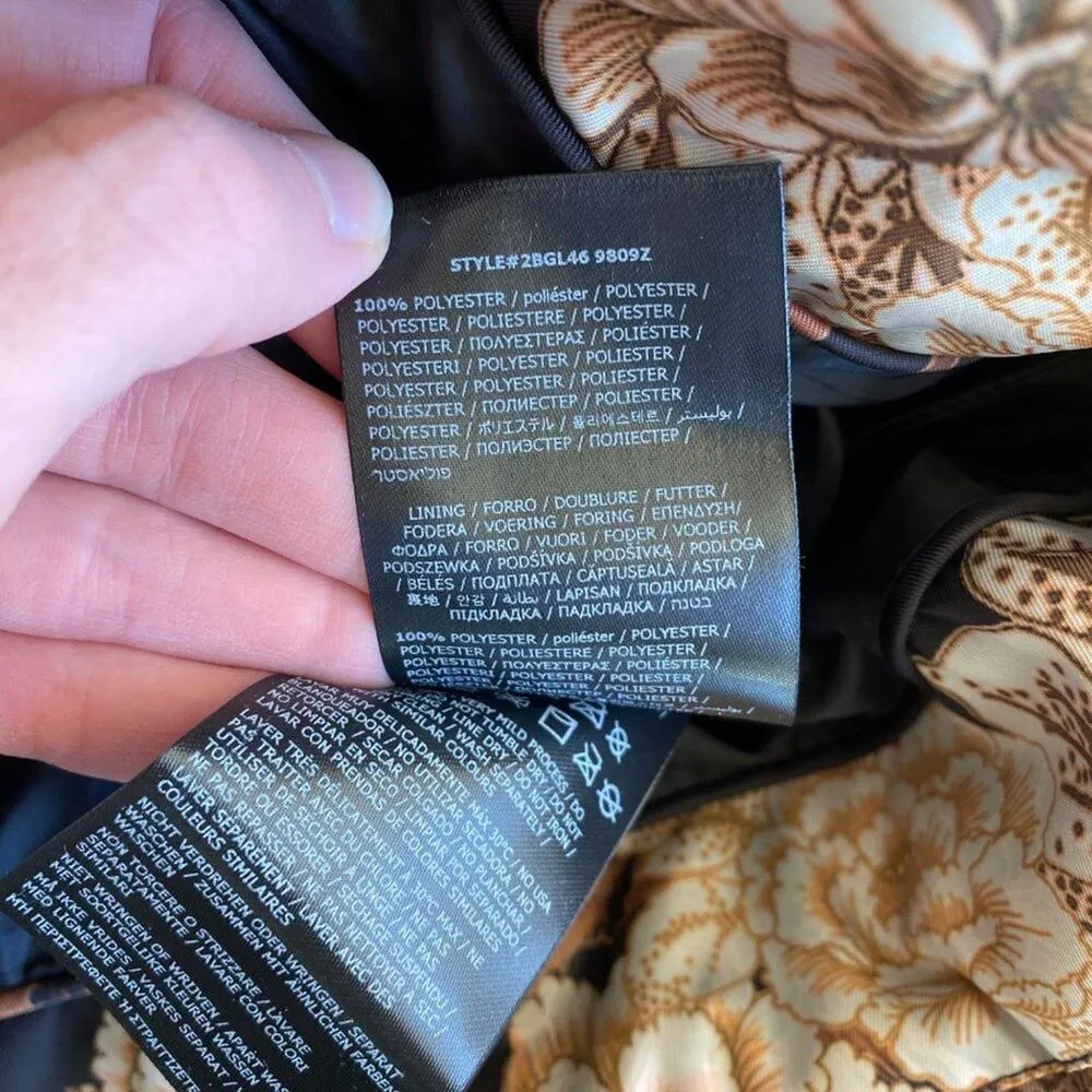 Marciano by Guess Sharon Puffer Jacket in After Dark Floral Black and Tan - Image 6