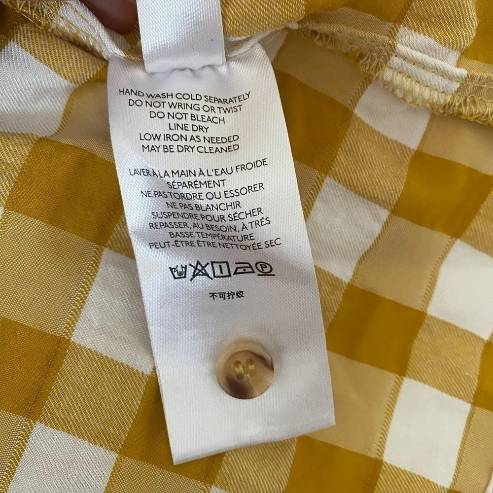 Maeve Anthropologie  April Mustard White Gingham Babydoll Tunic Blouse SP - Image 8