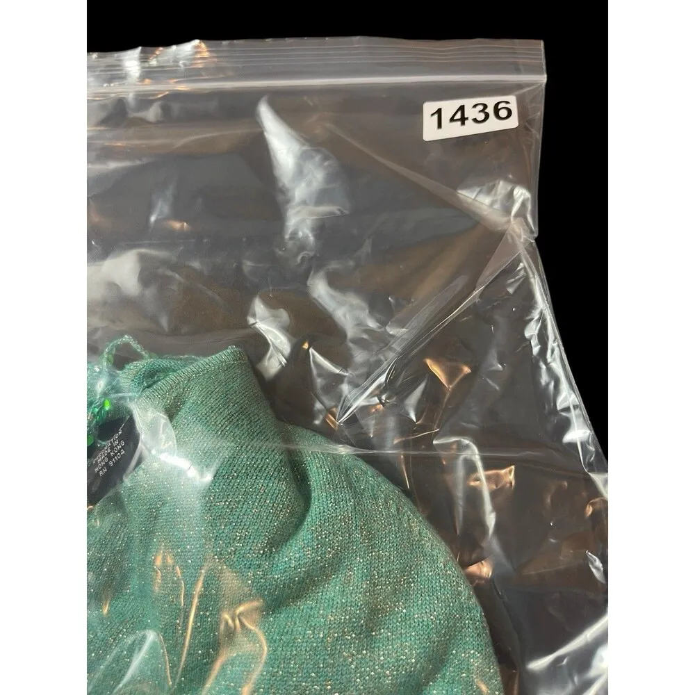 VTG Y2K Shimmery Aqua Green Beaded Detail Vneck 3/4 Sleeve Fairy Top 1x - Image 13