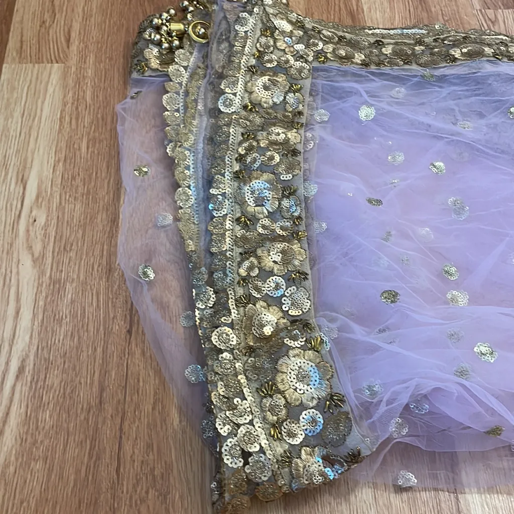 Purple&Gold Lehenga Indian Dress - Image 9