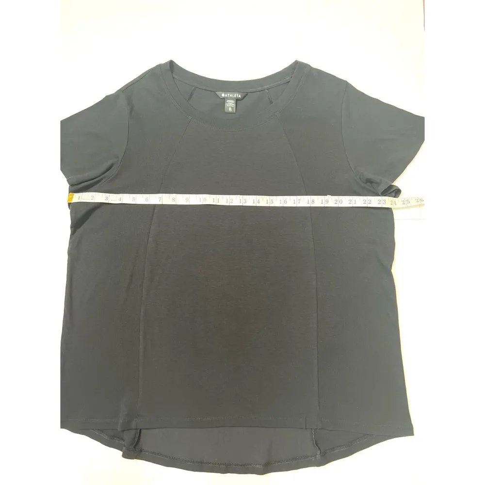 Athleta Black Ribbed Panel Crewneck T-Shirt Top Sz XL Women - Image 3