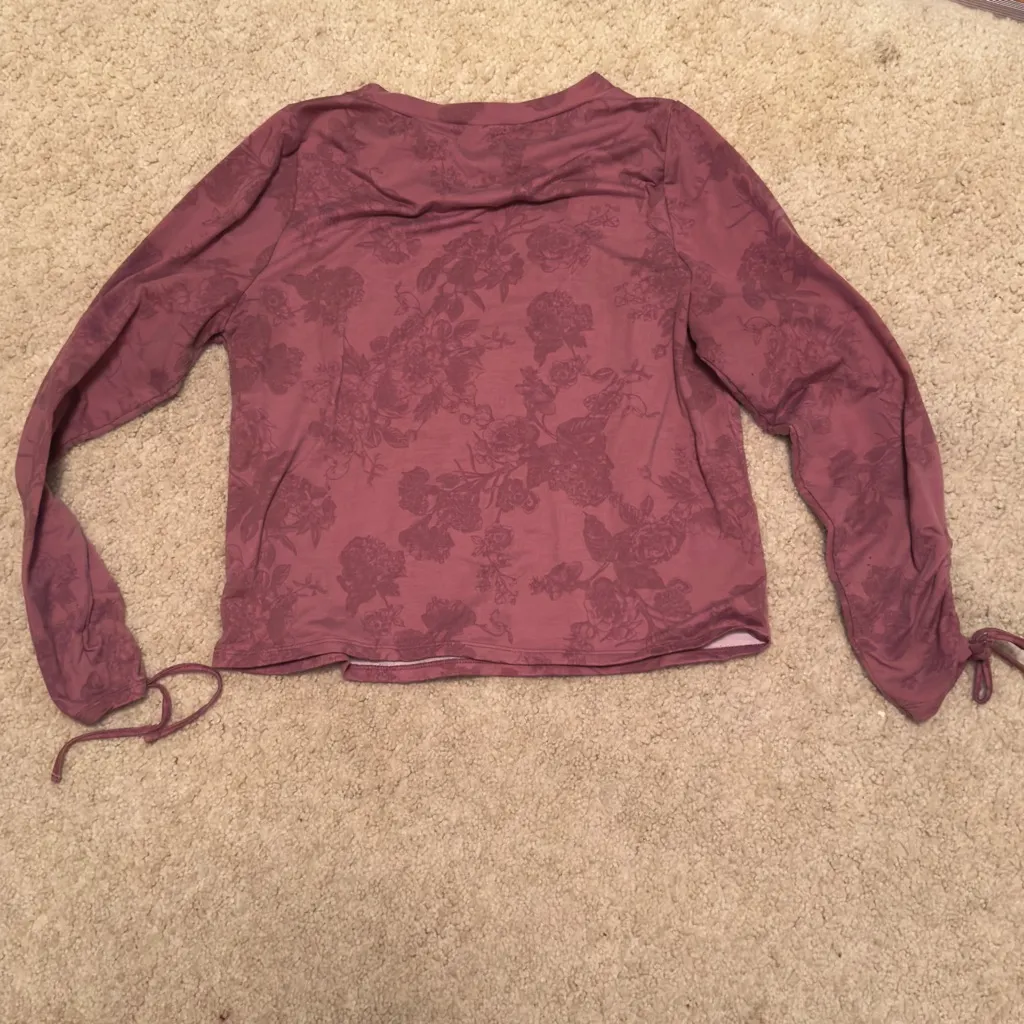 Floral Mauve Long Sleeve Top sweatshirt Purple Size M - Image 3