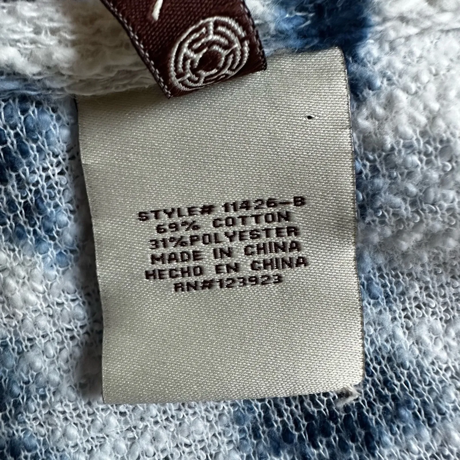 XCVI Slub Knit Terry Tunic Top Blue White Tie Dye Shibori Vacation Resortwear XL - Image 6