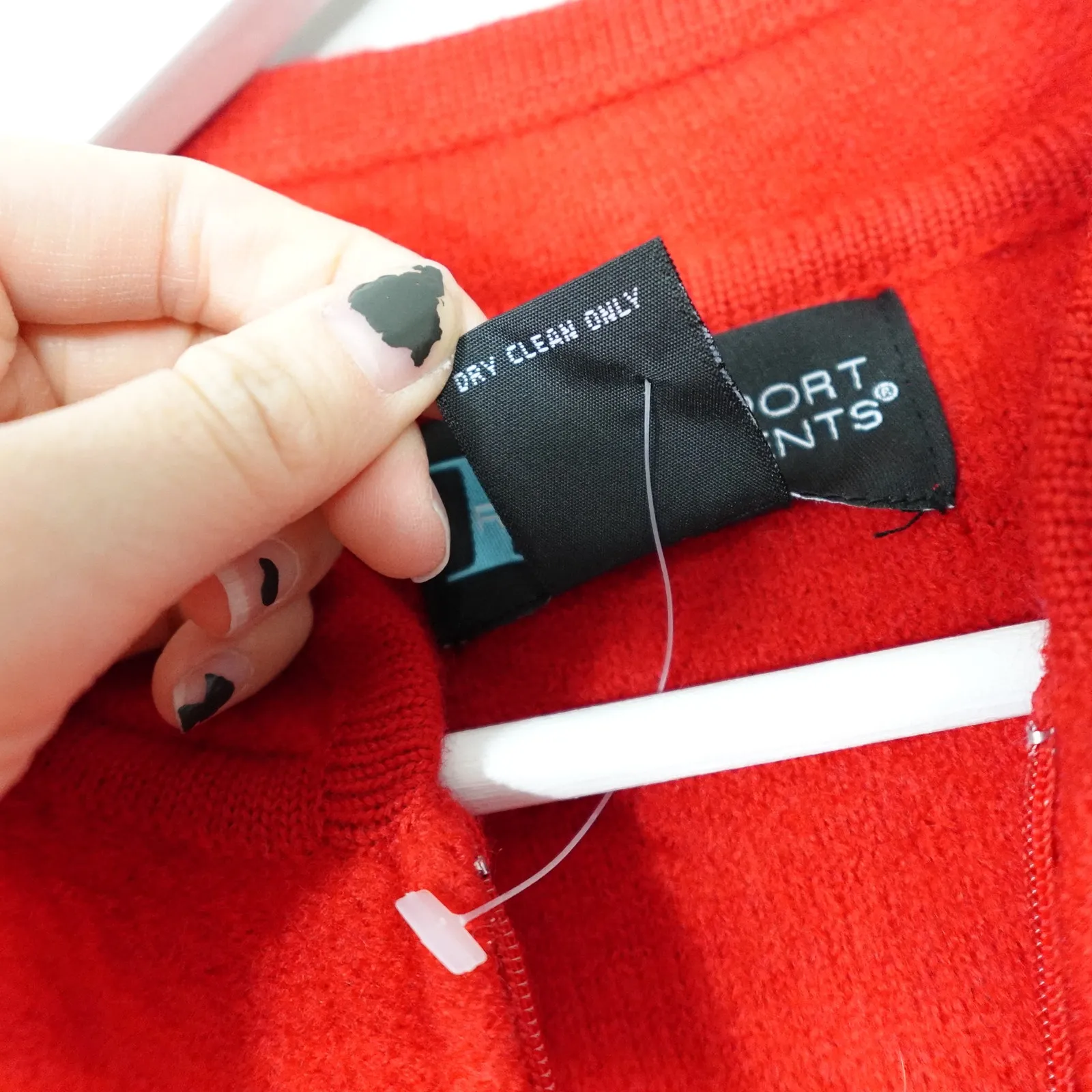 Vintage Red Wool Crochet Sleeve Sweater Zip Jacket Grandma Granny Grandpacore Size M - Image 4