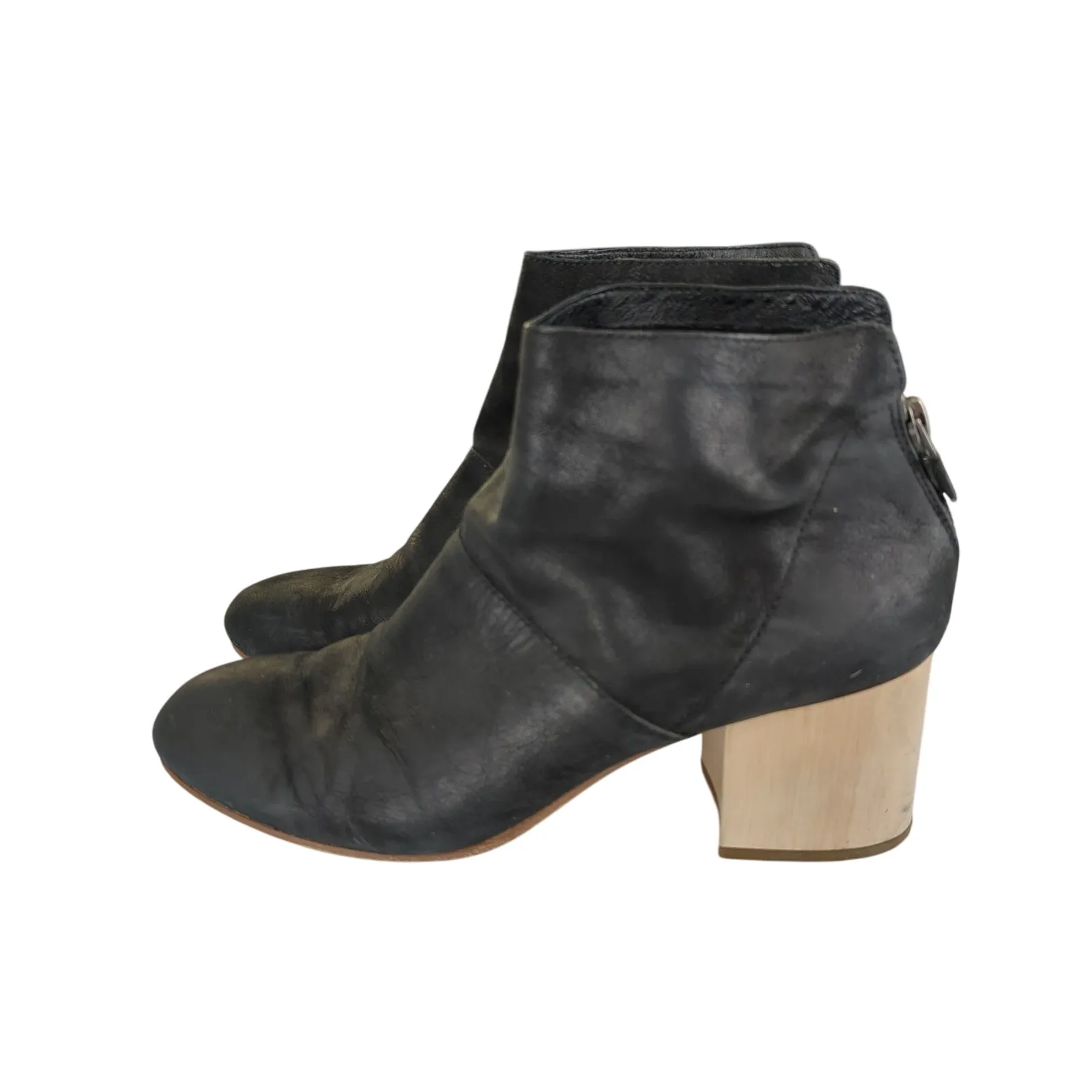 Eileen‎ Fisher Suri Tumbled Nubuck Bootie Black Ankle Boots Block Heel Women's 9 - Image 2