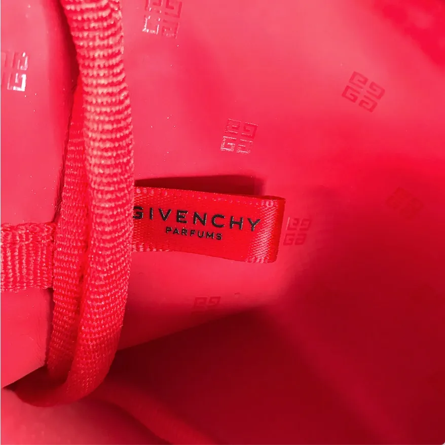 GIVENCHY Parfums Embossed Pouch Clutch Red Zip Cosmetic Makeup Travel Designer - Image 10