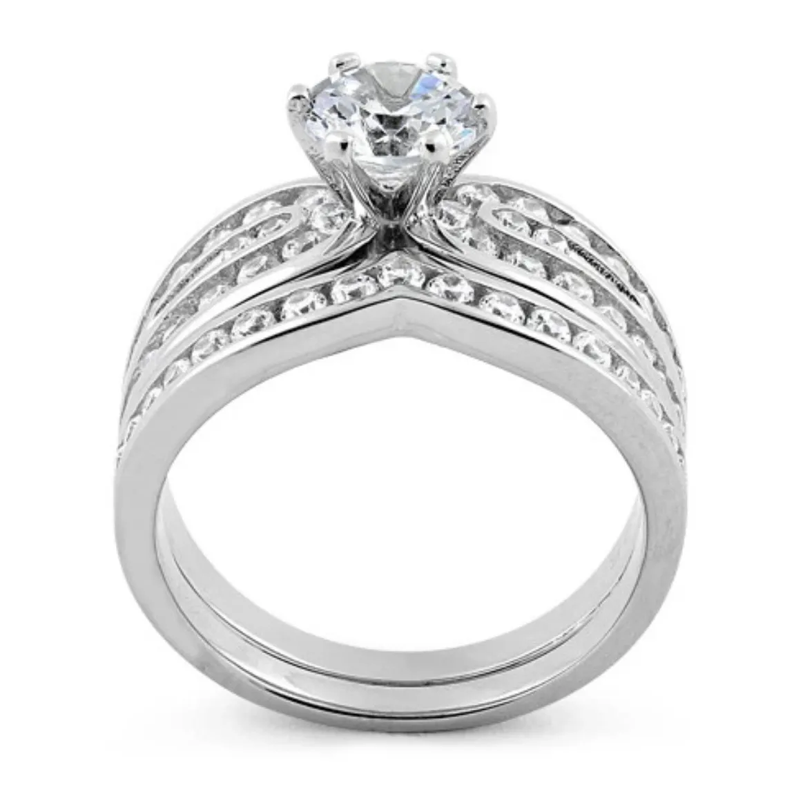 SIZE 6 925  Elegant Engagement Set CZ Ring - Image 4