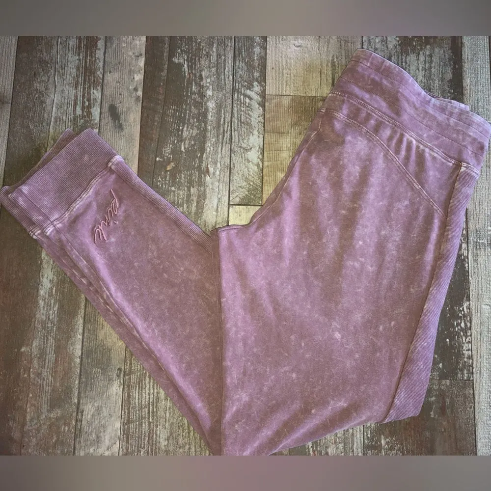 PINK by Victoria secret acid washed cotton campus drawstring yoga pants Sz Lg - Image 5