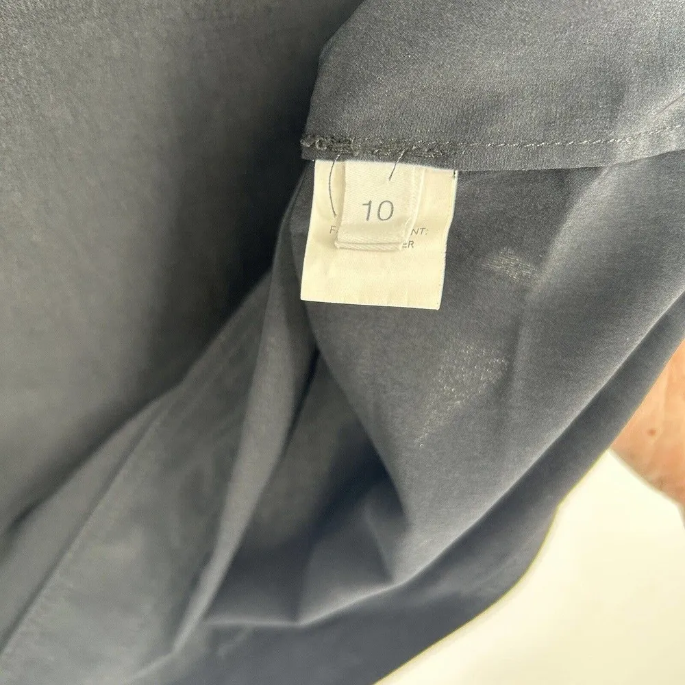 Derek Lam 10 Crosby Black Shift Shirt Dress Split V Neck Short Sleeve Size 10 - Image 11