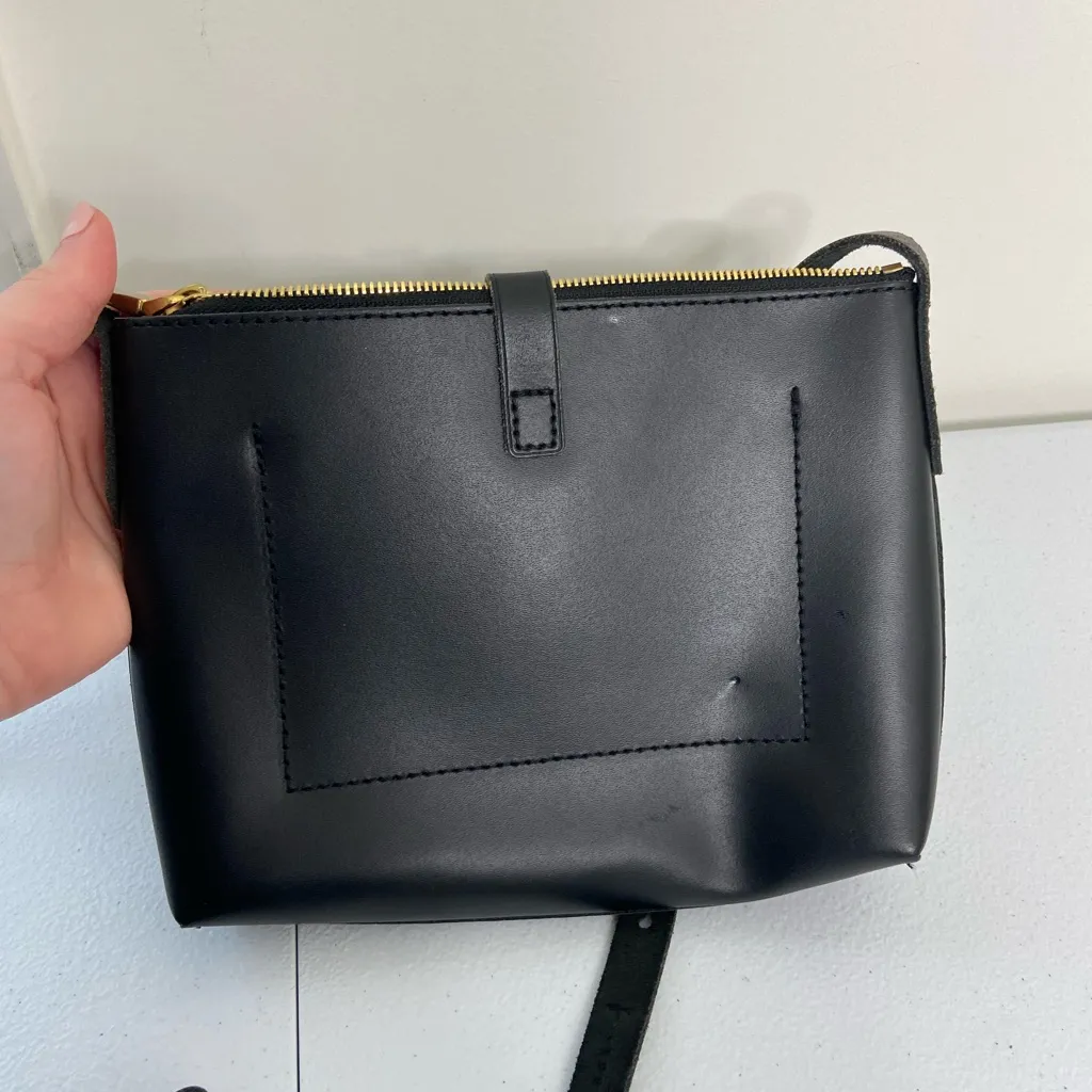 J. Crew women’s‎ black leather Parker crossbody magnetic zipper bag purse - Image 4