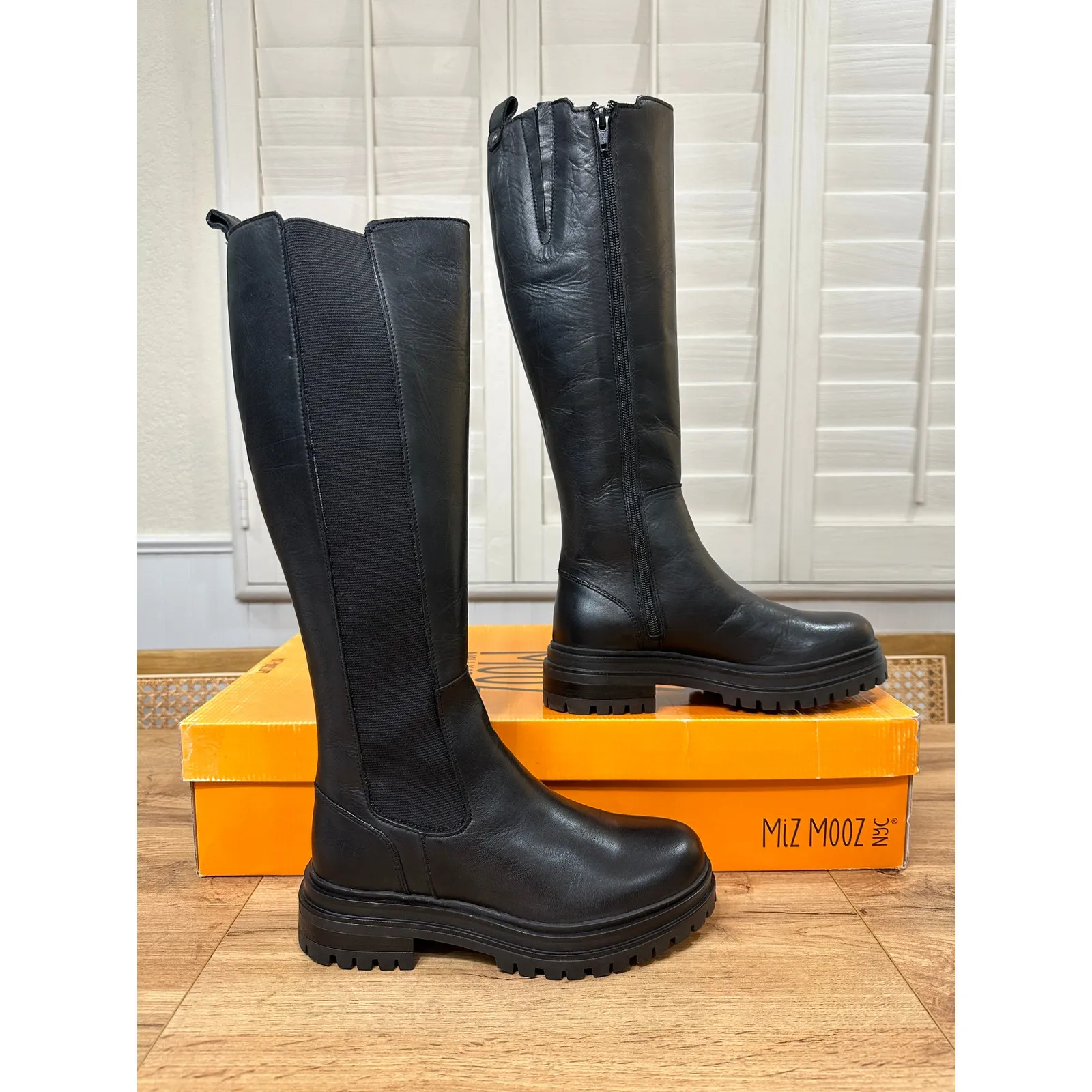 Miz Mooz Womens Loren Knee High Zip Up Black Boots Leather Sz 5.5/6 US 36 EU NIB - Image 3