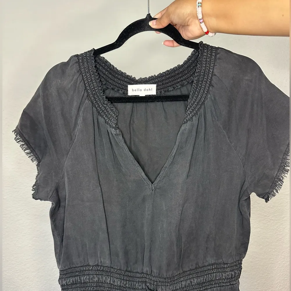 Bella Dahl Soraida Black Lyocel Gathered Waist Mini Dress - Image 4